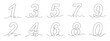 Numbers in continuous line drawing style. Line art of numbers. Vector illustration. Set of abstract drawings of numbers
