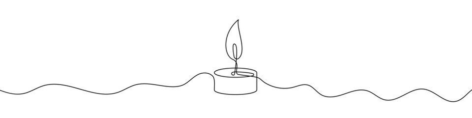 Wall Mural - continuous line drawing of candle. candle one line icon. one line drawing background. vector illustr