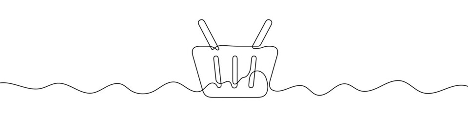 Wall Mural - single continuous line drawing of a shopping cart. one continuous line of a shopping basket icon. ve