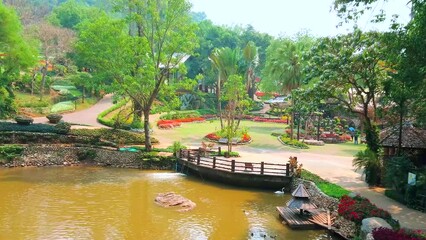 Sticker - The pond in Mae Fah Luang (Doi Tung) botanical garden, Chiang Rai, Thailand