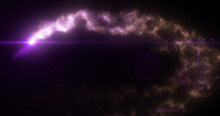 Abstract Purple Glowing Energy Magic Particle Comet Flying Along Path Line Futuristic Hi-tech Background