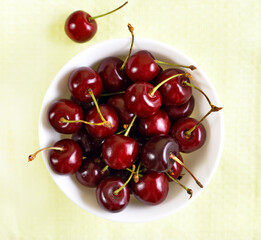 Wall Mural - Sweet cherry in bowl