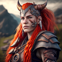 Wall Mural - Female red head dwarf fantasy character