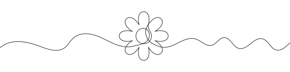 Wall Mural - continuous line drawing of flower. flower one line icon. one line drawing background. vector illustr
