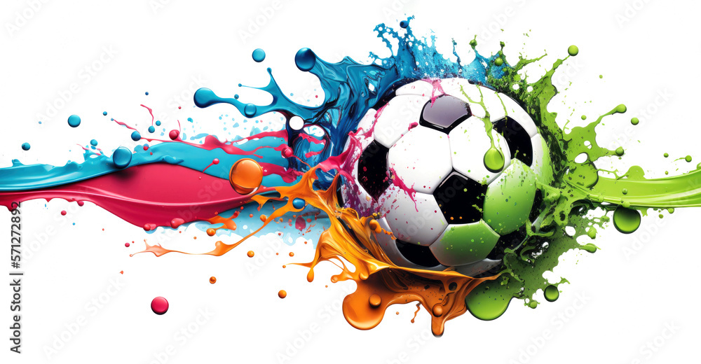 Ilustración de Stock Football in colorful water splashes, on white ...