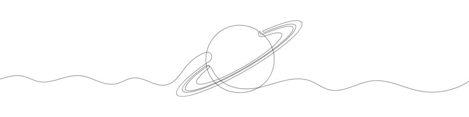 Wall Mural - one continuous line drawing of planet. saturn planet in one line drawing. one line drawing backgroun