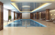 © FrankBoston - Health club with indoor pool, ideal for wellness backgrounds, generative AI