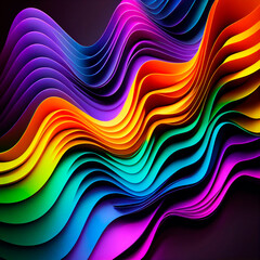 Aufkleber - abstract colorful wavy background, ai generation