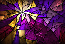 Multicolored Stained Glass Window With Irregular Random Block Pattern. Generative Illustration