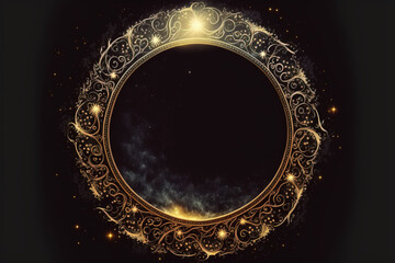 abstract background with magic golden frame. ai generative illusration