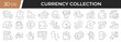 Currency linear icons set. Collection of 30 icons in black