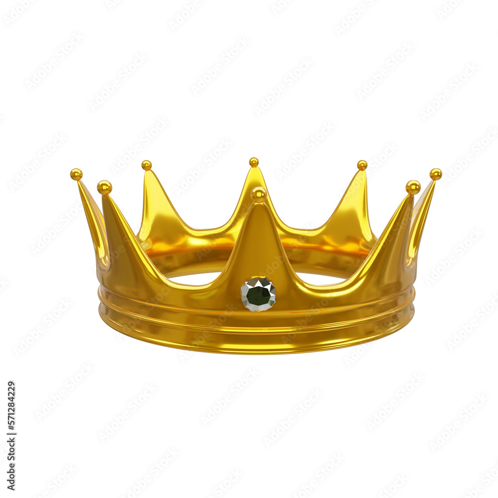 Royal Gold crown isolated on white background. Gold crown 3d icon. 3d ...