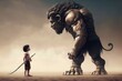 The Epic Showdown David vs Goliath in the Bible Story Generative AI