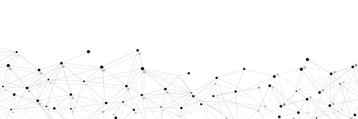 Wall Mural - Black network. Abstract connection on white background. Network technology background with dots and lines for desktop. Ai system background. Abstract concept. Line background, network technology