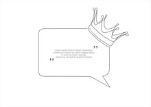 Continuous One Line Drawing Of Crown And Speech Bubble. Trendy Line Art Vector On A White Background. Vector Illustration.