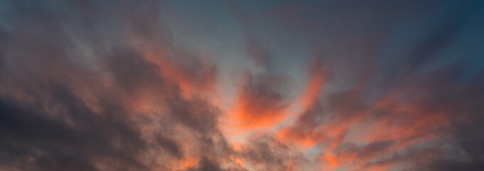 Wall Mural - panorama view on the sunset sky. colorful evening sky background