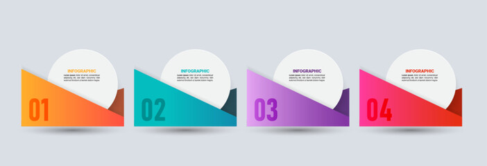 Poster - Infographics design template, business concept with 4 steps or options, can be used for workflow layout, diagram, annual report, web design.Creative banner, label vector.	
