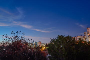 Wall Mural - Dusk and dawn sky over the city.