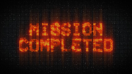 MISSION COMPLETED text computer old tv glitch interference noise screen 