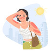 © Siberian Art - Thirsty young woman sunburn on city street vector
