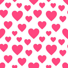 Wall Mural - Pink hearts seamless pattern. Vector illustration.