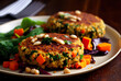 Quinoa cakes with vegetables.	