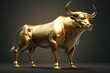 Wallstreet Bulle Statue Gold - steigende Kurse Finanzen mit Studio Hintergrund - Generative AI