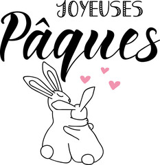 Wall Mural - Text in French - Happy Easter. Easter lettering. Ink illustration. t-shirt design.