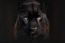 Black Panther With A Black Background. Ai Generative.