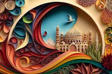 Wall Mural - Generative AI illustration of muslim ramadan images background