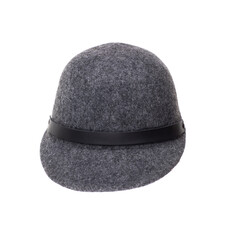 Sticker - gray wool cap with visor isolated on white background