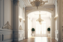A Picture Of The Hall's Interior In The Traditional Design. Generative AI