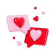 © Yuliia Osadcha - Couple love conversation - 3d render illustration of two speech bubbles with heart for romantic Valentine Day chat.