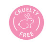 Pink version of cruelty free symbol rabbit. 
