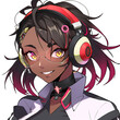Avatar anime illustration of a smart-looking young women gamer, sporting glasses and a headset as he plays his favorite video game. Generative AI