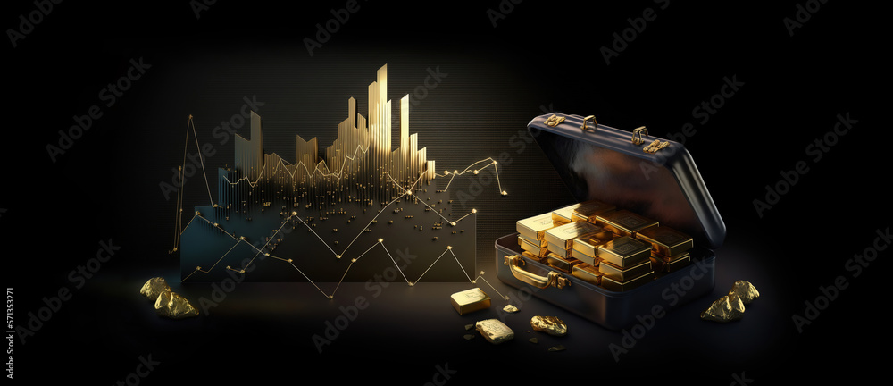 gold bars ingots reserve in suitcase with performance price chart ...