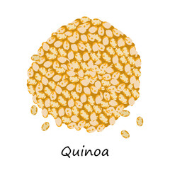 Quinoa vector illustration in flat style. Quinoa vegan protein food Isolated on white background. Pile Quinoa grain, healthy organic food, Super food. Vector illustration