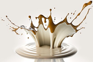 Canvas Print - splash of milk being poured, isolated on a white background. Generative AI