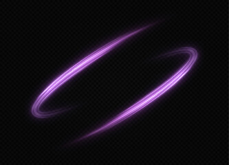 Wall Mural - glowing circle trail. magic purple banner. sparkle dust particles. luxury shiny wave of purple parti
