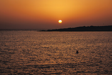 Canvas Print - Sunset in Coral Bay resort in Pegeia city, Cyprus island country