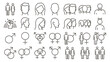 © Pedro - Vector thin line icon set of of gender related vector Icons. Different gender face head avatars. Sexual orientation and gender signss and symbols. Equality, difference, choice