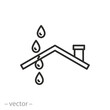 ceiling leak icon, leaking roof house, thin line symbol on white background - editable stroke vector illustration