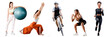 © muse studio - Exercise person women and man fitness sports workout, transparent background, png, isolated.