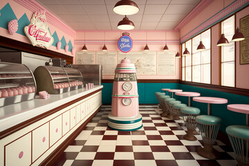 American ice cream parlour generated with AI