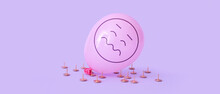 Paper Pins And Air Balloon With Drawn Stressed Emoticon On Lilac Background