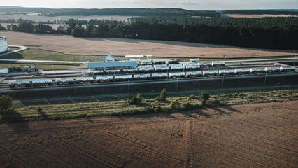 Railway oil terminal from above, Wierzbno, Poland