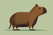 Cute Capybara Flat Illustration Created With Generative AI Technology