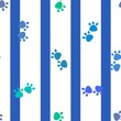 © Tetiana - Cartoon animals seamless footprints dig and cat and polka dots and hearts pattern for wrapping paper and kids