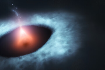 Wall Mural - relativistic jet beam forming in the center of a black hole. generative artificial intelligence.