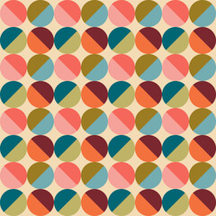 Aesthetic mid century printable seamless pattern with retro design. Decorative 50`s, 60's, 70's style Vintage modern background in minimalist mid century style for fabric, wallpaper or wrapping